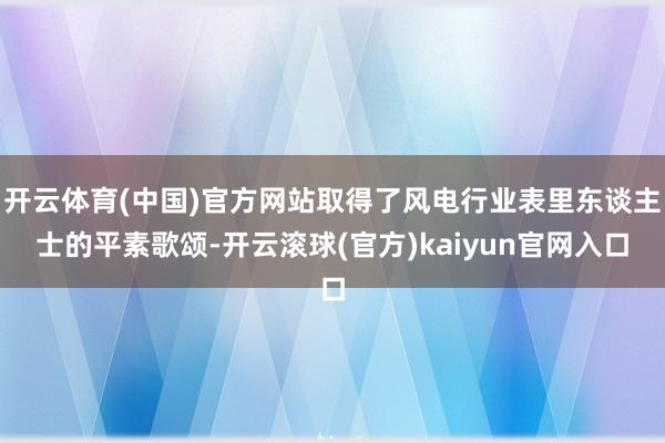 开云体育(中国)官方网站取得了风电行业表里东谈主士的平素歌颂-开云滚球(官方)kaiyun官网入口