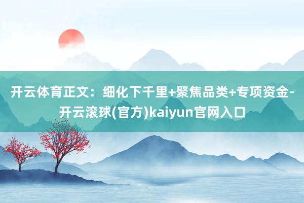 开云体育　　正文：　　细化下千里+聚焦品类+专项资金-开云滚球(官方)kaiyun官网入口