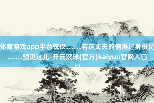 体育游戏app平台仅仅……若这丈夫的信得过身份是……预见这儿-开云滚球(官方)kaiyun官网入口